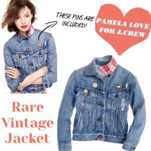 Pamela Love Jean Jacket & Pins Designer Collaboration J Crew Vintage Collectible